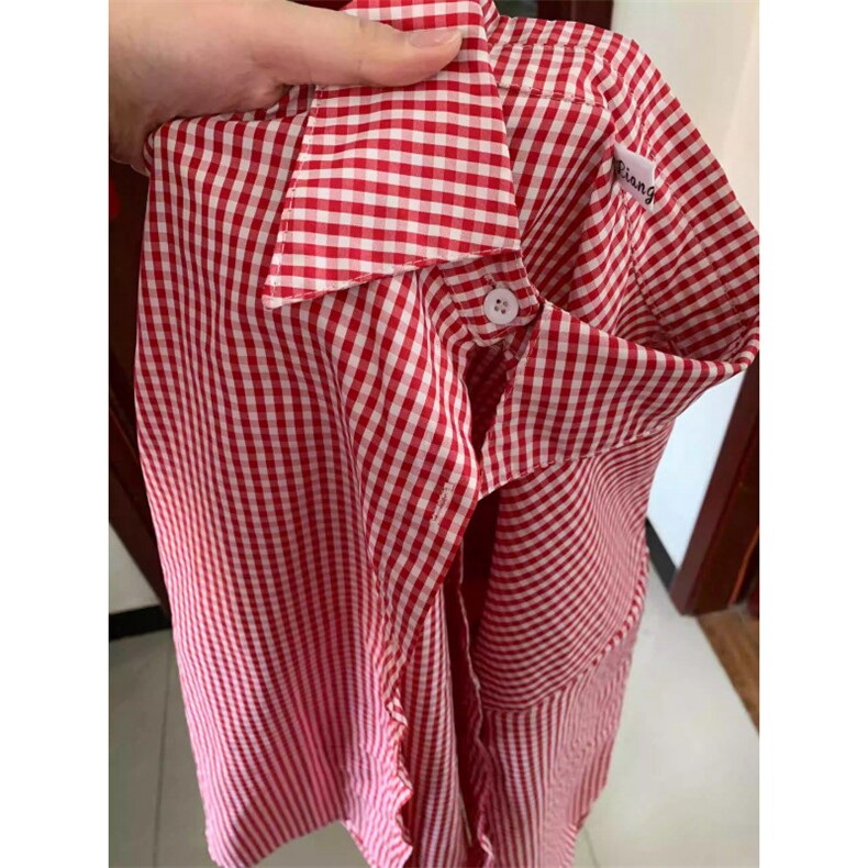 TC665-p45美式复古格子衬衫女春秋设计感叠穿长袖衬衣,女装衬衫,星座617A-2