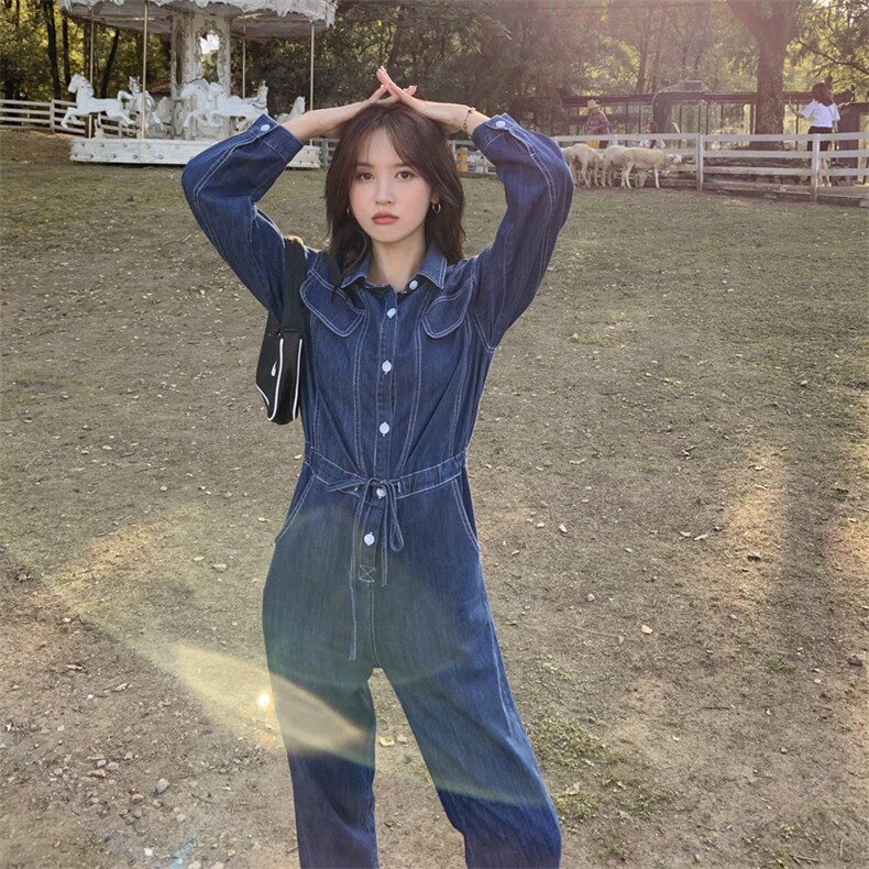 牛仔连体裤，女装连体裤，帛香坊