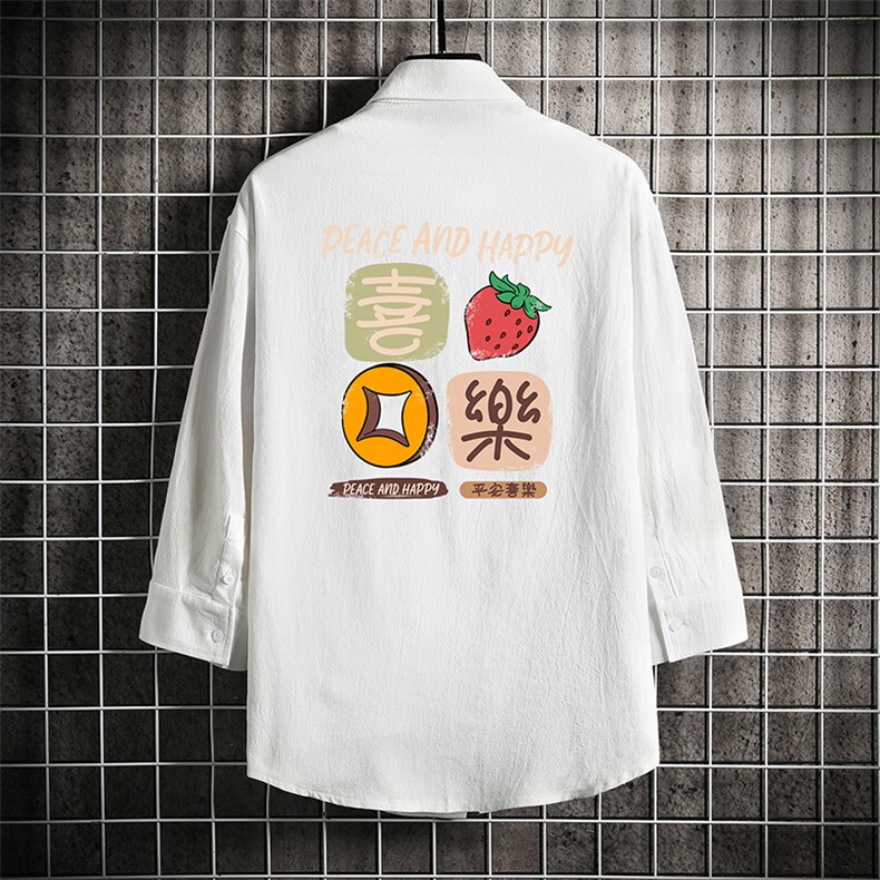 QC58322-P45亚麻七分袖衬衫男大码五分袖衬衣男短袖,男装T恤,电商A040A