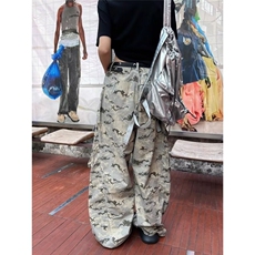 原宿时尚新款潮流迷彩工装裤长裤女宽松休闲裤NA6095-P63，男装工装外套，星座208-5
