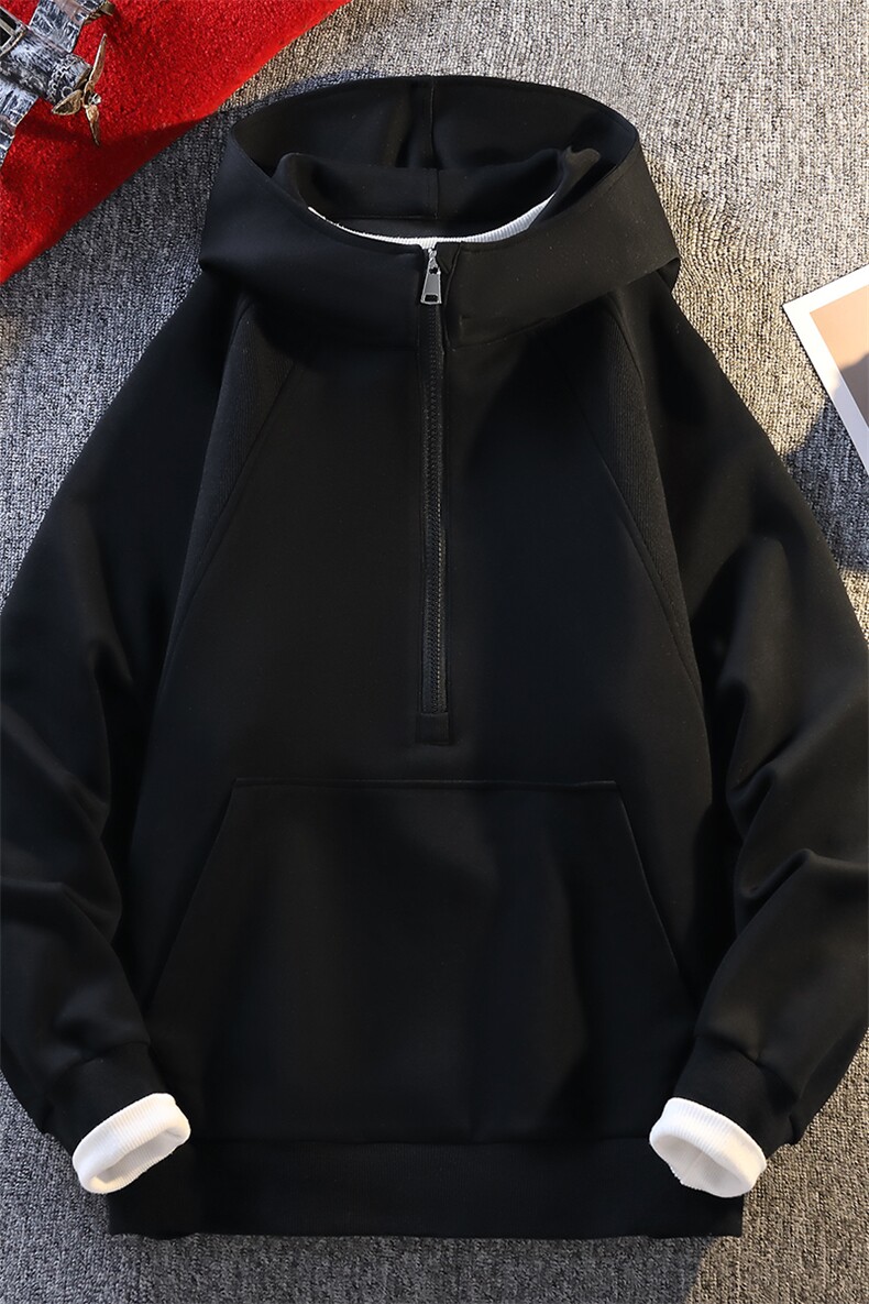 美式高街连帽卫衣男2025新款宽松半拉链帽衫外套W4688-特价P48,女装短外套,电商A007