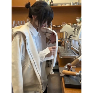 706-1-CWY23-P108 现货  高质量 秋季美式牛角扣格子拼接开衫卫衣图片