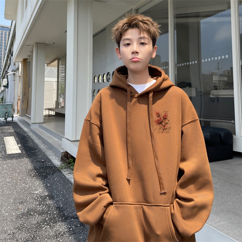 已注册/华棉春秋外景重磅复古宽松连帽卫衣男WY00724/P45加绒P50图片