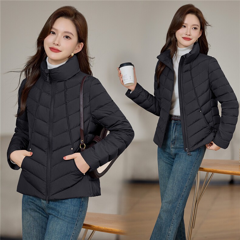 现货2025年冬季时尚休闲立领保暖羽绒服,女装羽绒服,依恋蒂丝
