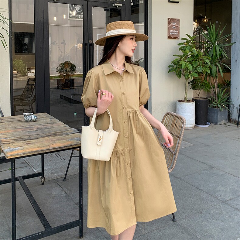 《现货新品》翻领宽松舒服衬衫连衣裙,女装连衣裙,MQ