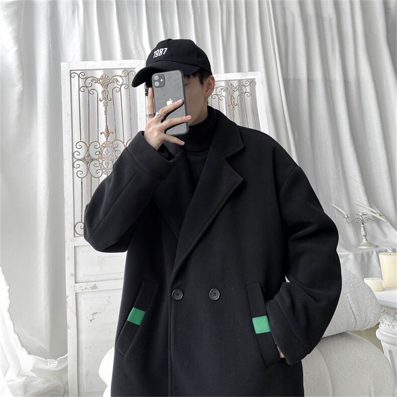 N6138/P85秋冬款西服双排扣毛呢大衣男宽松大码呢料夹克外套呢子,男装夹克,电商A141