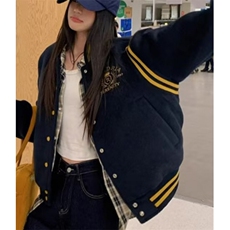 夹棉棒球服外套男女秋冬新款休闲拼色宽松加厚夹克上衣M8059，男装夹克，星座1116A（原606A-3）