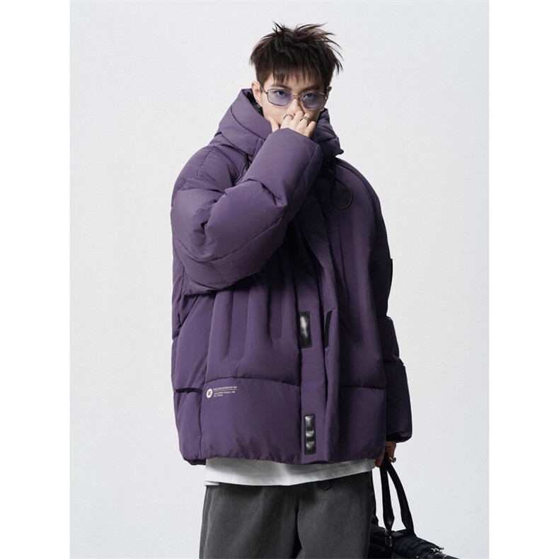 高街潮牌加厚羽绒服男女2025冬季连帽面包服宽松白鸭绒保暖外套男，男装羽绒服，电商A234