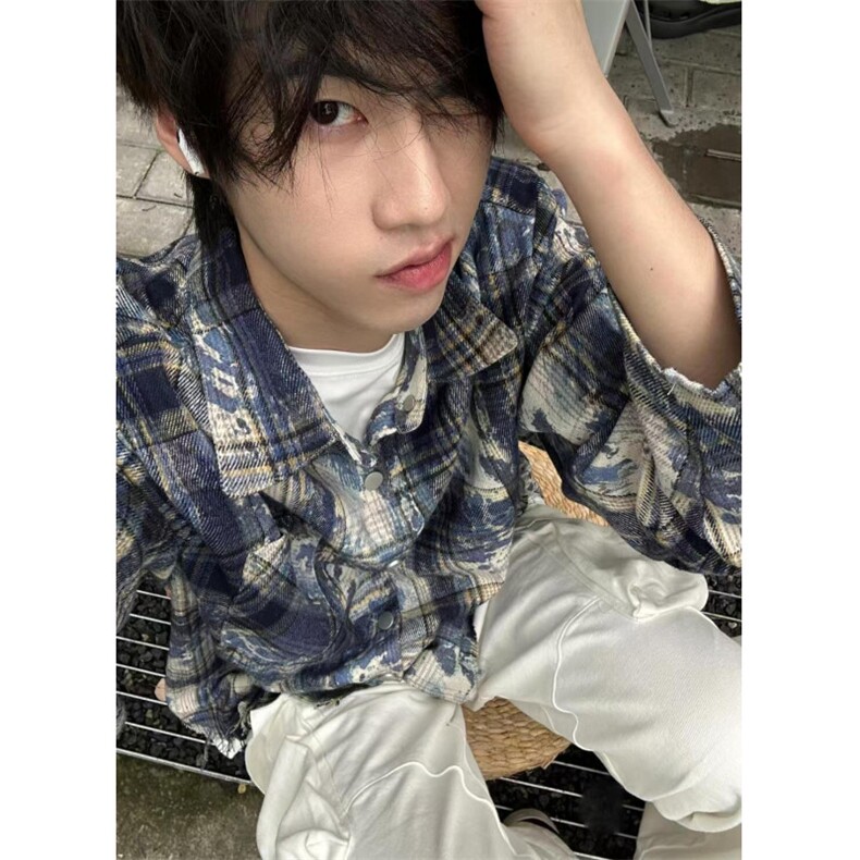 【有货】cleanfit扎染格子衬衫男设计感高级感衬衣C3002HH-特P50图片