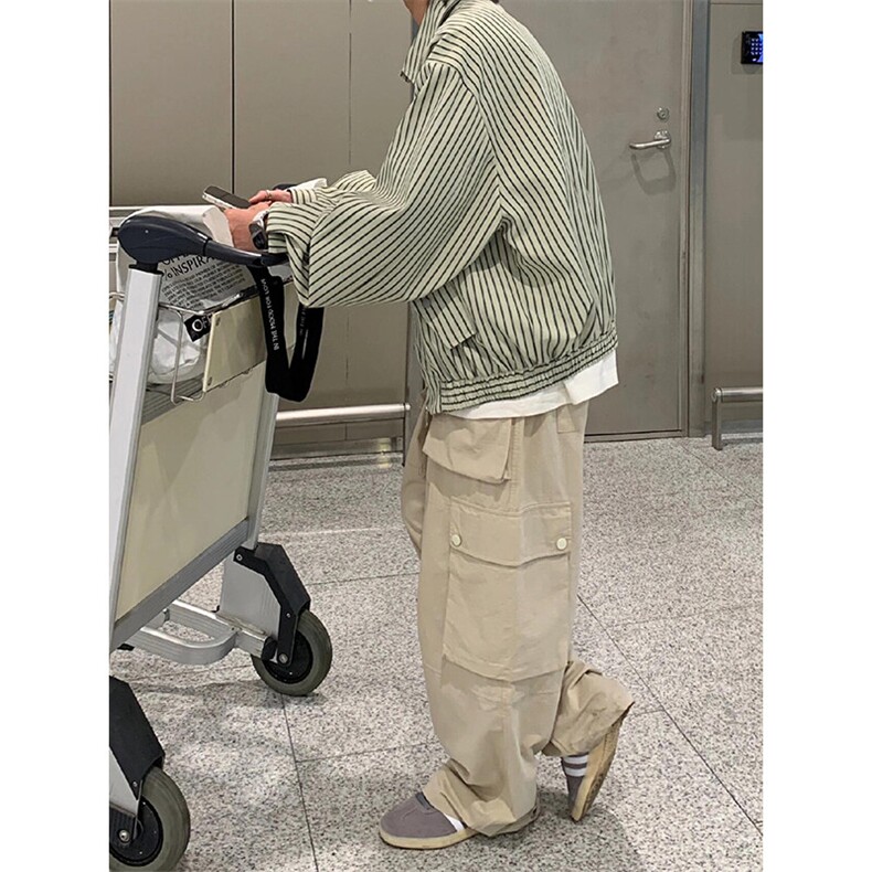 设计感拉链衬衫外套小众条纹冷淡系衬衣夹克JK009特P65,男装夹克,星座908-1