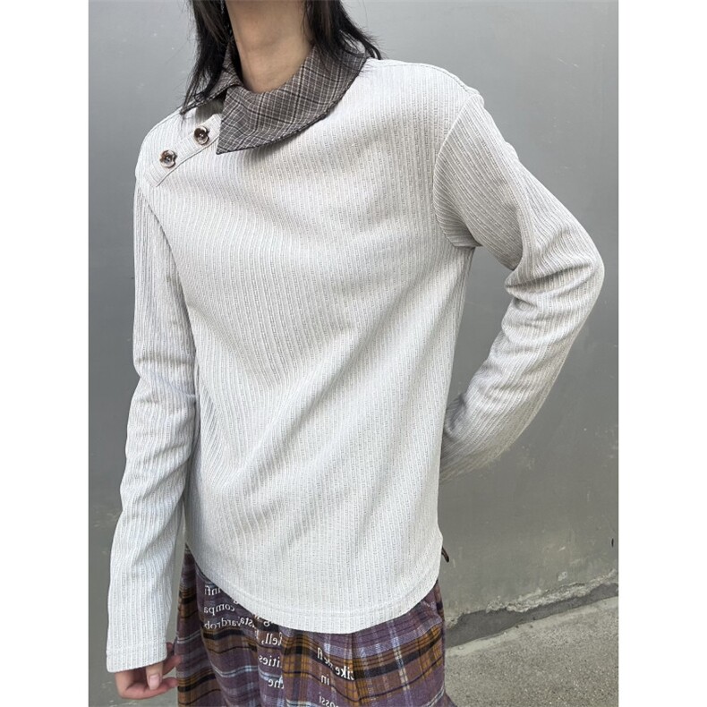 C316T8356P58秋冬新款polo衫拼接撞色套头长袖T恤个性tee,男装Polo衫,电商C316