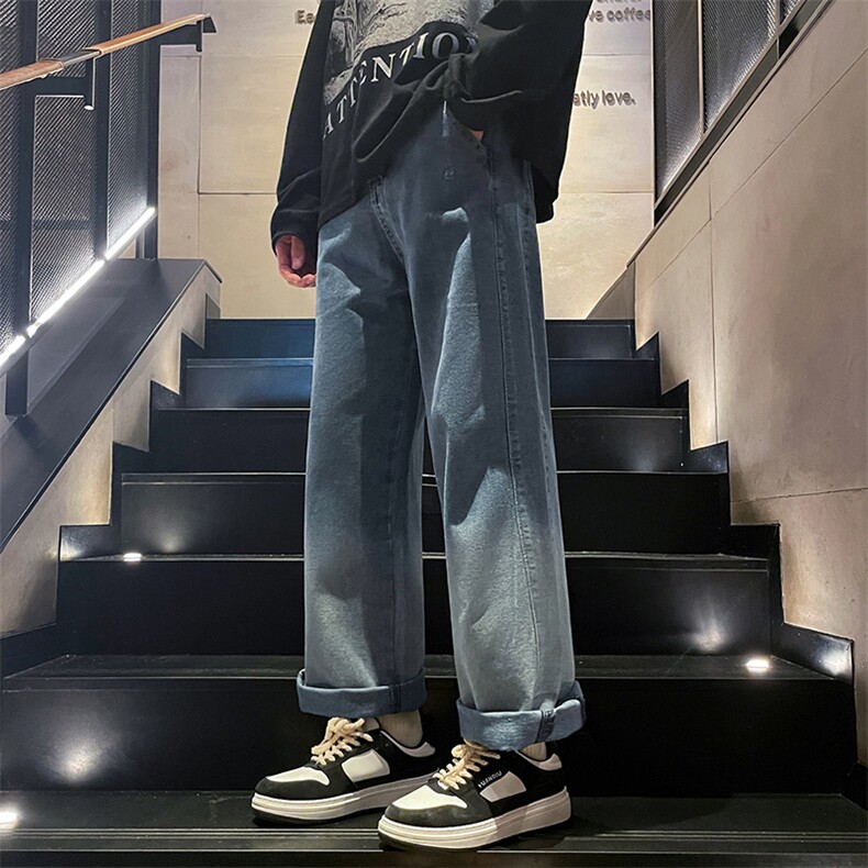 美式高街渐变色牛仔裤港风男女高级垂感直筒阔腿裤B381-1/773P48,男装牛仔裤,电商B381-1