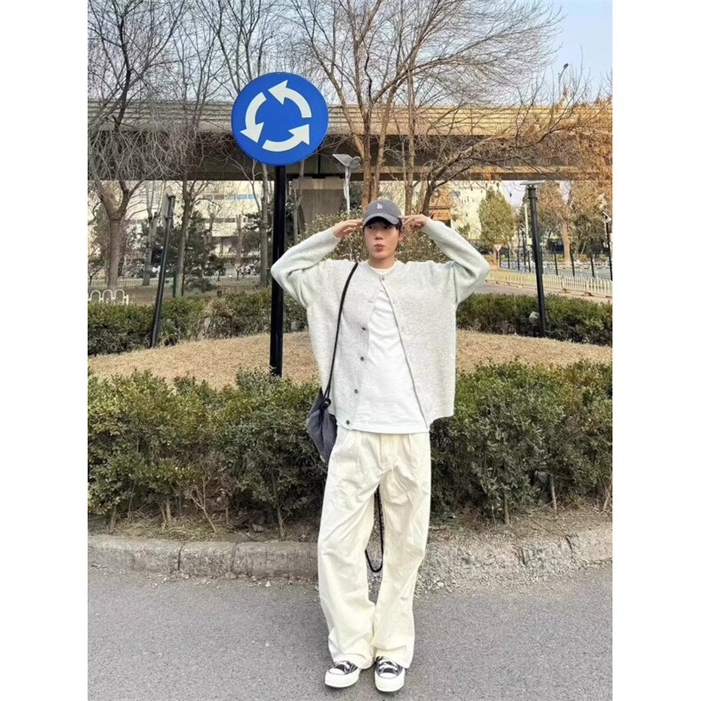 秋冬新款韩版毛衣男宽松休闲慵懒风简约纯色百搭针织开衫外套,男装针织衫/毛衣,星座506A
