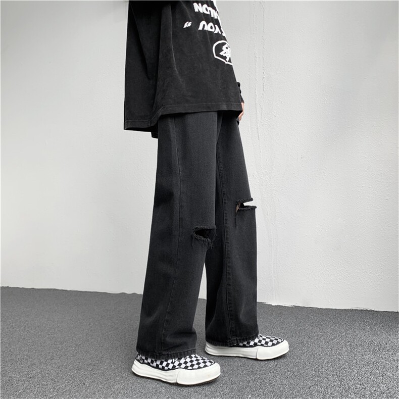 破洞牛仔裤男夏季潮老爹裤直筒阔腿裤薄款宽松百搭裤子K1223-P40,男装休闲裤,星座512-4