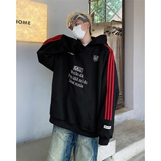 徽章织带连帽卫衣男女春秋美式复古运动情侣帽衫宽松外套WY81-P52，女装短外套，星座308B-2