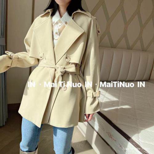 春装风衣女中长款英伦风韩版气质腰带百搭显瘦外，女装风衣，麦缇诺