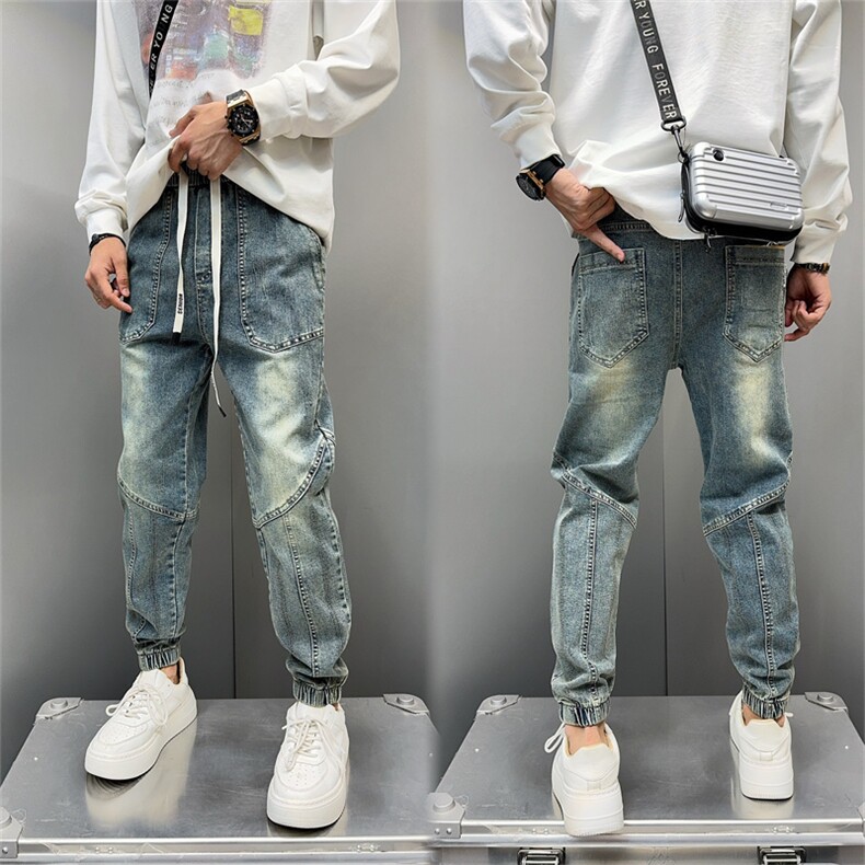 1506-1/KT10791/P51新款休闲牛仔裤男青少年束脚松紧裤百搭弹力,男装牛仔裤,星座1506-1