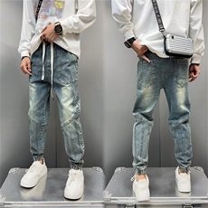 1506-1/KT10791/P51新款休闲牛仔裤男青少年束脚松紧裤百搭弹力，男装牛仔裤，星座1506-1