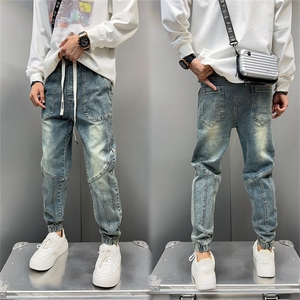 1506-1/KT10791/P51新款休闲牛仔裤男青少年束脚松紧裤百搭弹力图片