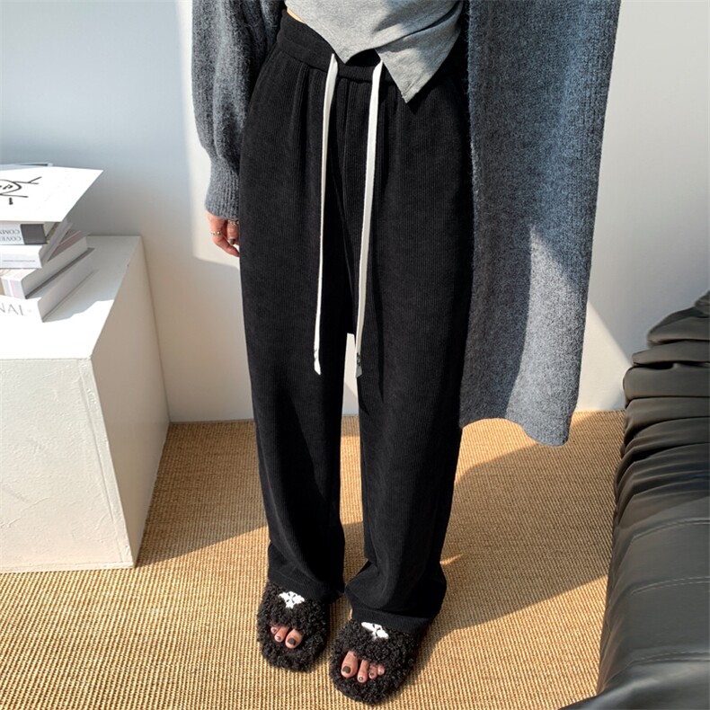 2023新款欧棉绒雪尼尔阔腿裤秋冬直筒加绒拖地裤休闲裤女,女装休闲裤,梦白服饰厂