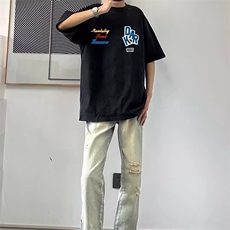 万针全刺绣工艺抖音得物高品质260克重磅纯棉双纱美式高街短袖T恤，男装T恤，电商A486