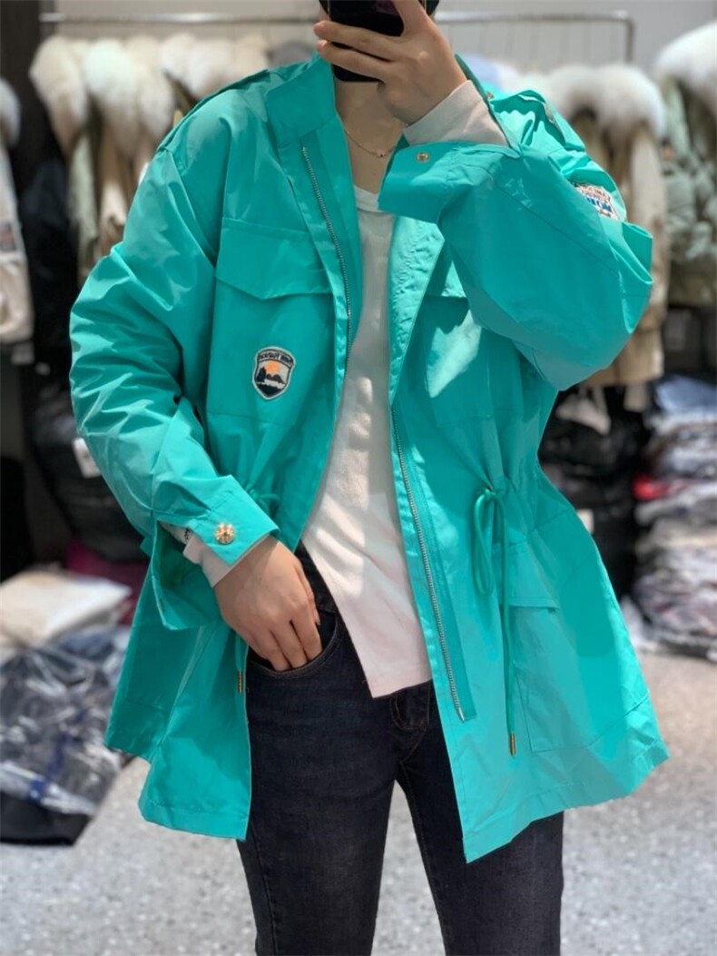 新款时尚洋气显瘦腰绳刺绣贴标ins外套潮,女装其它,L·H·X