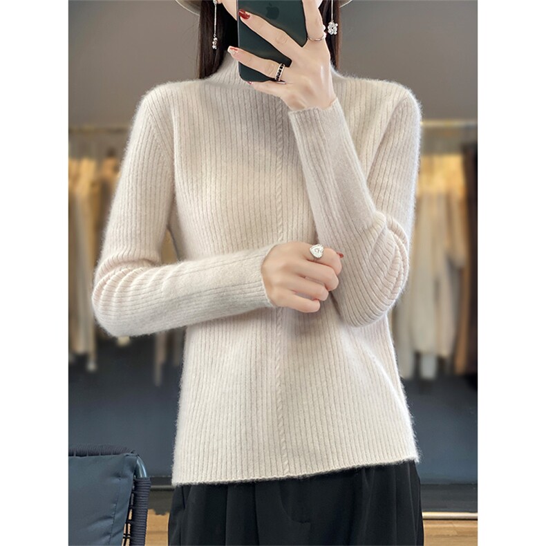 新款圆领羊毛衫女套头秋冬修身内搭2024年秋季，女装羊毛衫，绒汀羊绒
