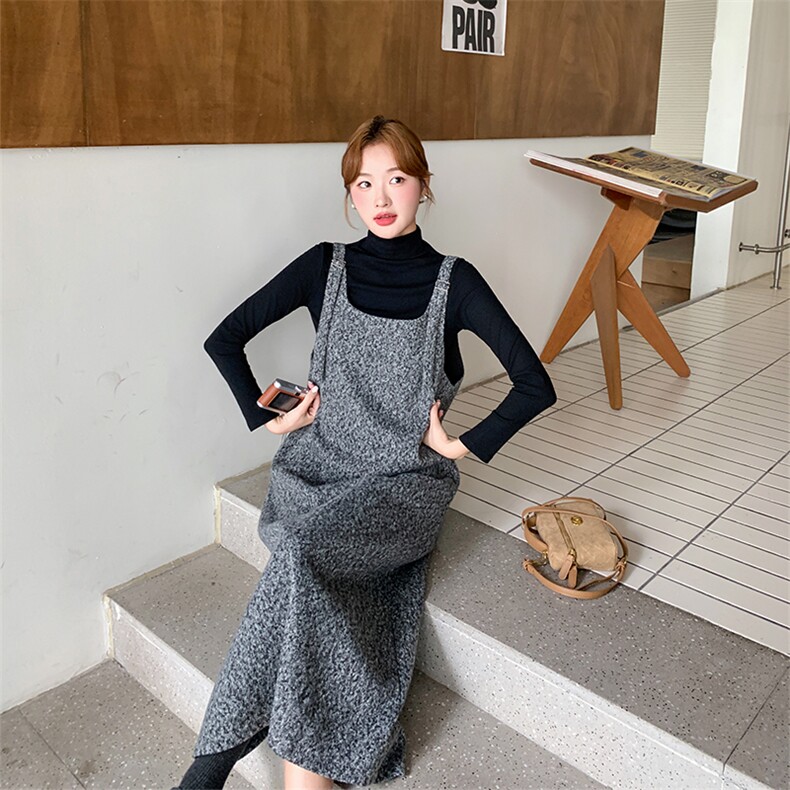 小香风高级感套装女2025年冬季新款宽松显瘦内搭毛呢连衣裙两件套,女装套装/套裙,2C285