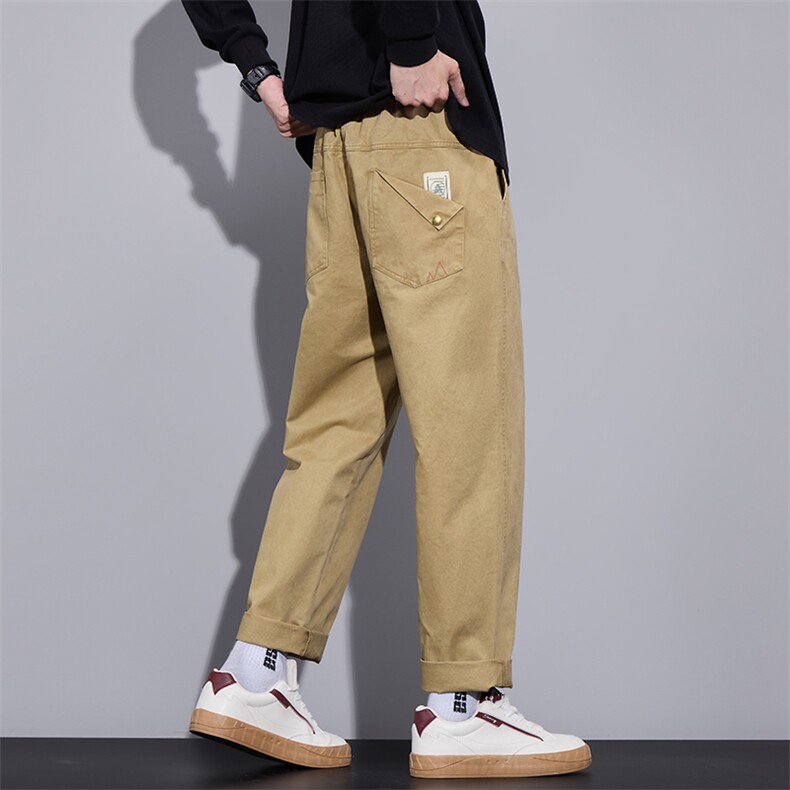 美式工装裤男士宽松直筒秋冬新款纯棉休闲微锥长裤子Z9886-P40特图片