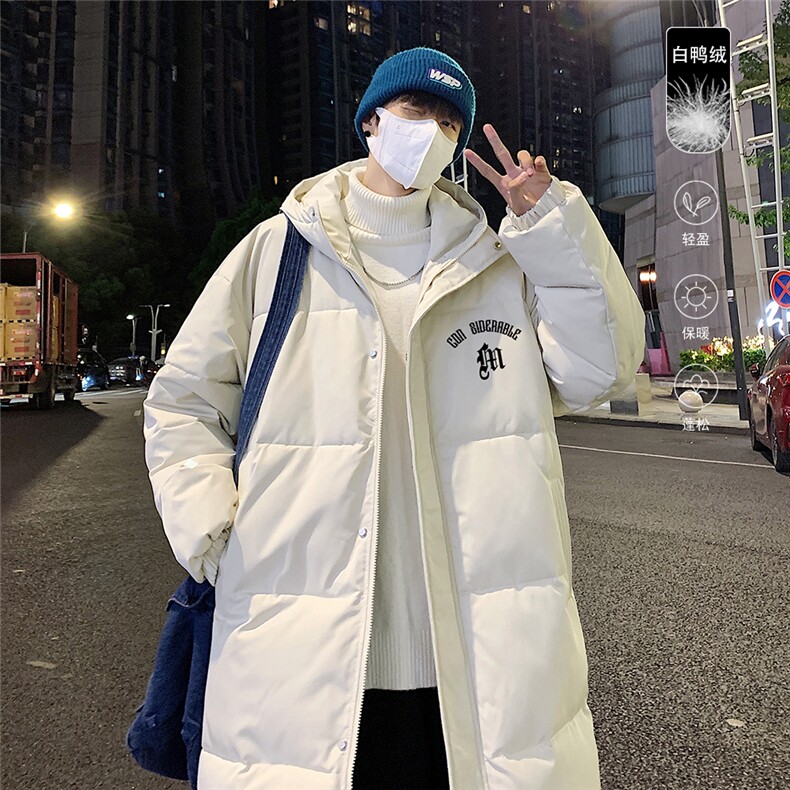 港风冬季新款长款连帽白鸭绒羽绒服男潮宽松YR6164P285控358，男装羽绒服，电商A268A
