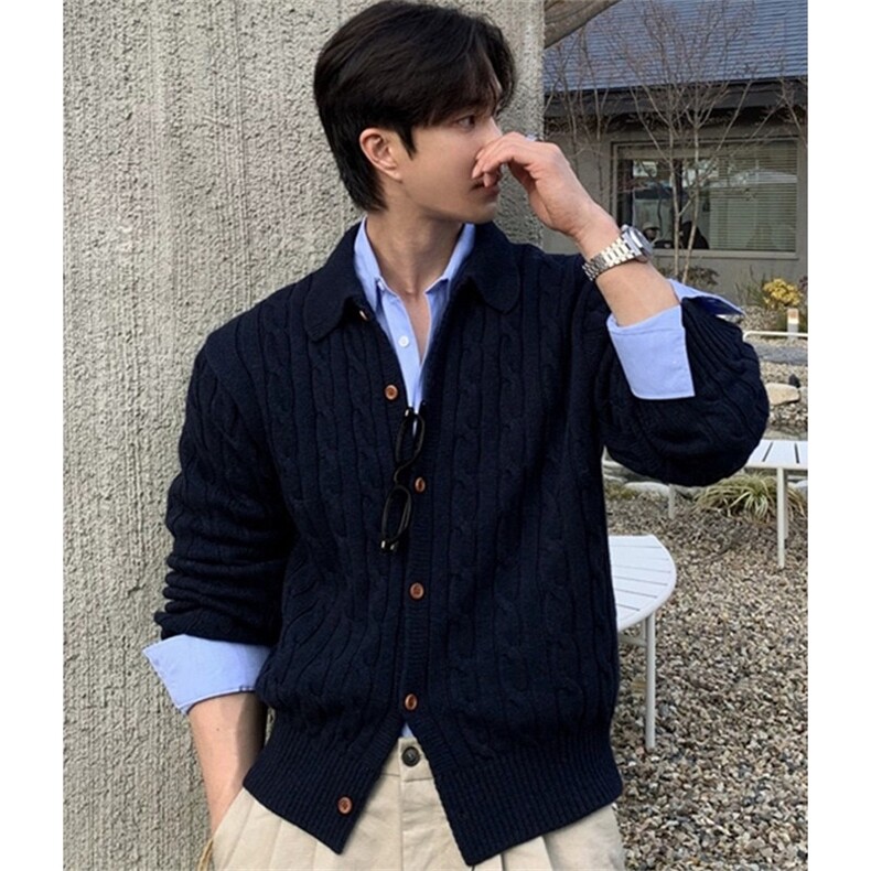 秋季新款男士毛衣休闲宽松复古外套韩版麻花纹针织开衫M9202，男装针织衫/毛衣，星座1116A（原606A-3）