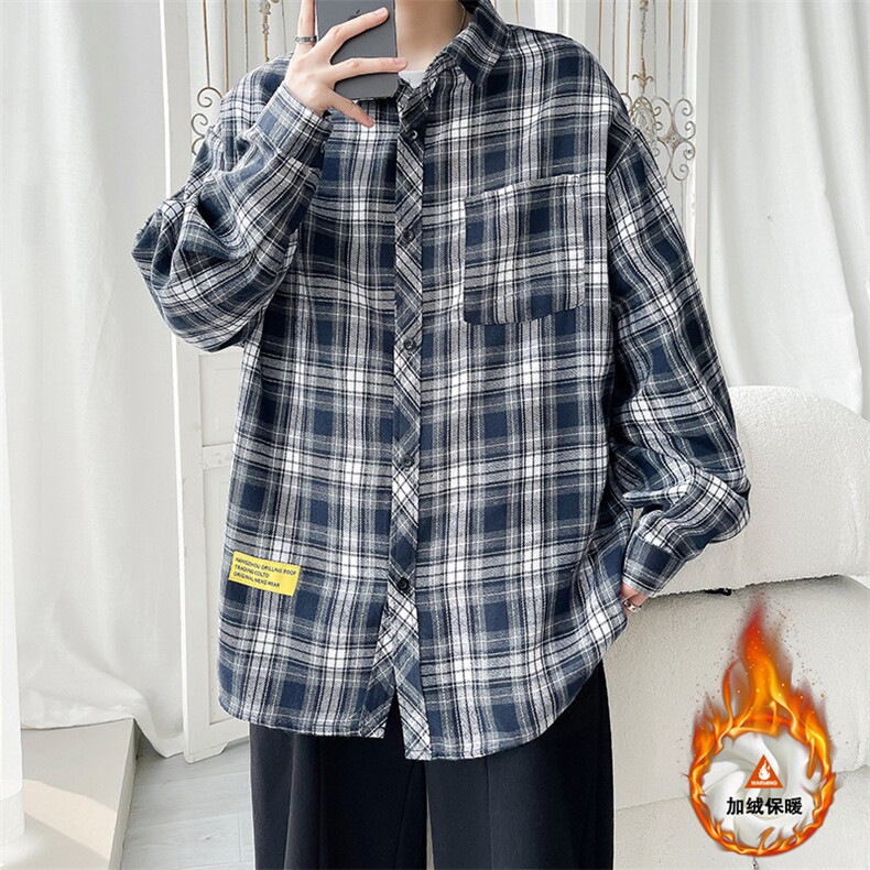 冬季格子衬衫休闲内搭衬衣高级感外套男C2158-特P28/CJ9738-特P40,男装衬衫,电商A007