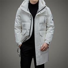 中长款连帽羽绒服冬季男装2023年新款加厚中年男士保暖休闲外套，男装羽绒服，电商B212（原钱塘6029）