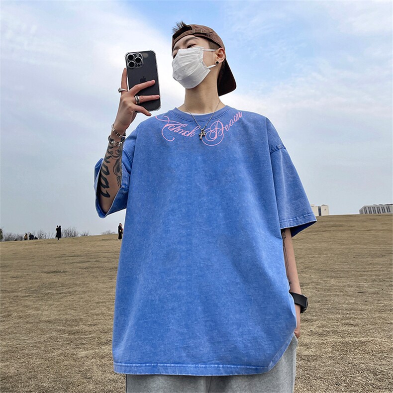 量大优 可供抖音视频 支持得物品质配合二开 美式水洗短袖t恤SX93图片