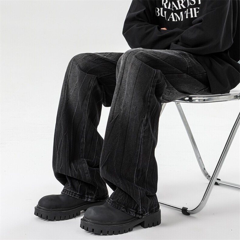 8XL-M高街做旧闪电纹牛仔裤大码潮牌美式复古扎染裤子NZ9006/P65,男装牛仔裤,电商B238