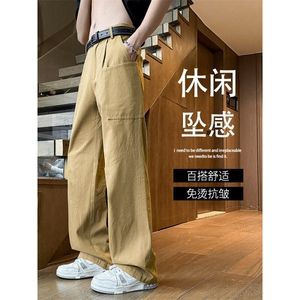 舒适直筒长裤百搭纯棉工装裤显瘦显高坠感 K672特批4888图片