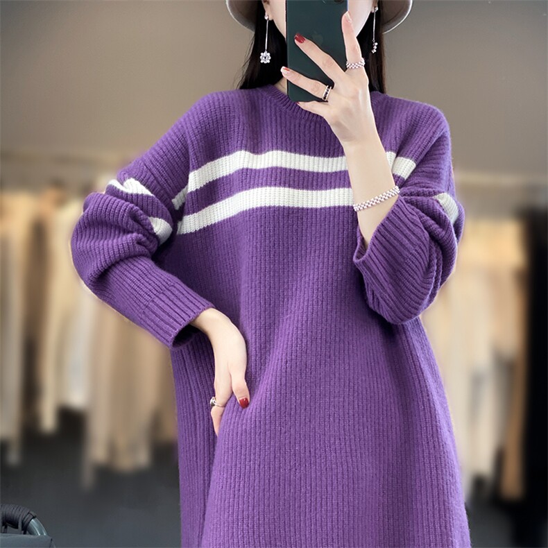 秋季套头新款潮流洋气外穿时尚连衣裙羊毛衫,女装羊毛衫,宋氏羊绒