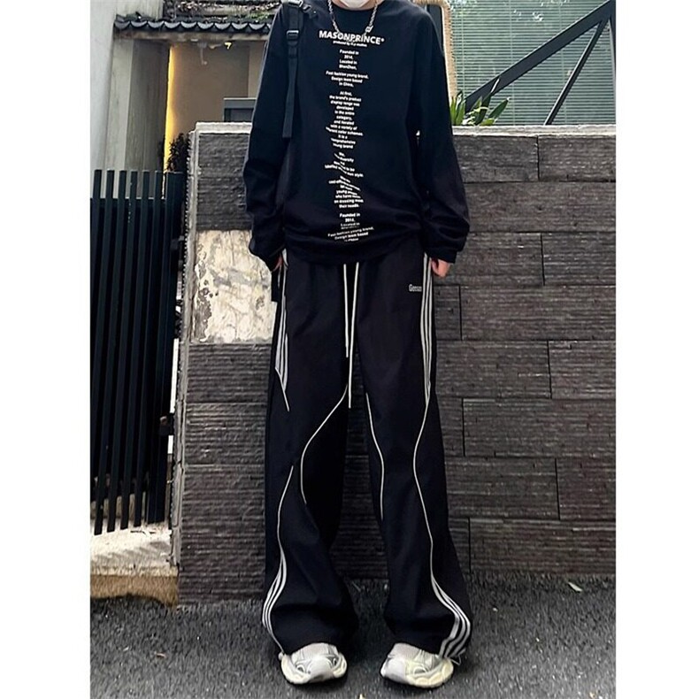 户外机能冲锋裤男2024秋冬季新款条纹工装裤宽松加绒加厚休闲长裤,男装休闲裤,星座506A