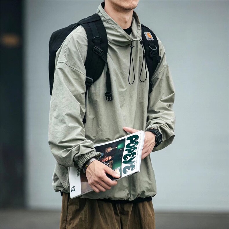 日系复古小众男士套头卫衣工装外套男ins潮流宽松冲锋衣,男装夹克,星座1210-1