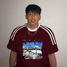 夏季美式高街重磅纯棉三条杠织带撞色男女短袖T恤ZD526-特P30，男装T恤，电商A486