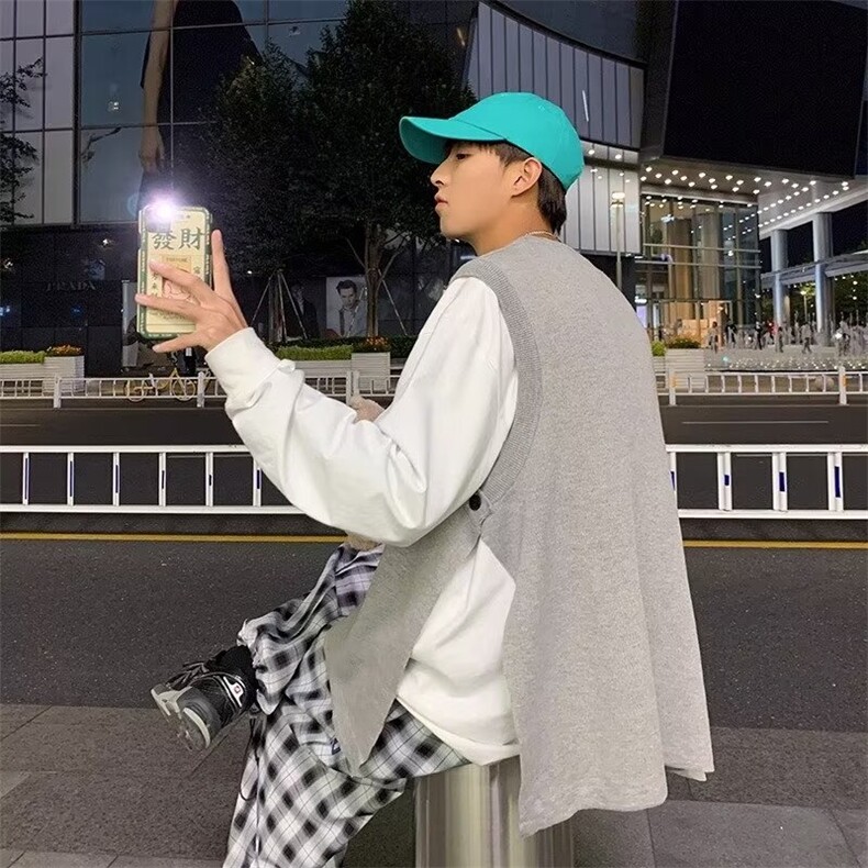 常规潮圆领外套西服无袖宽松针织男士背心潮流新款宽松型青少年,男装背心/马甲,星座1013-1