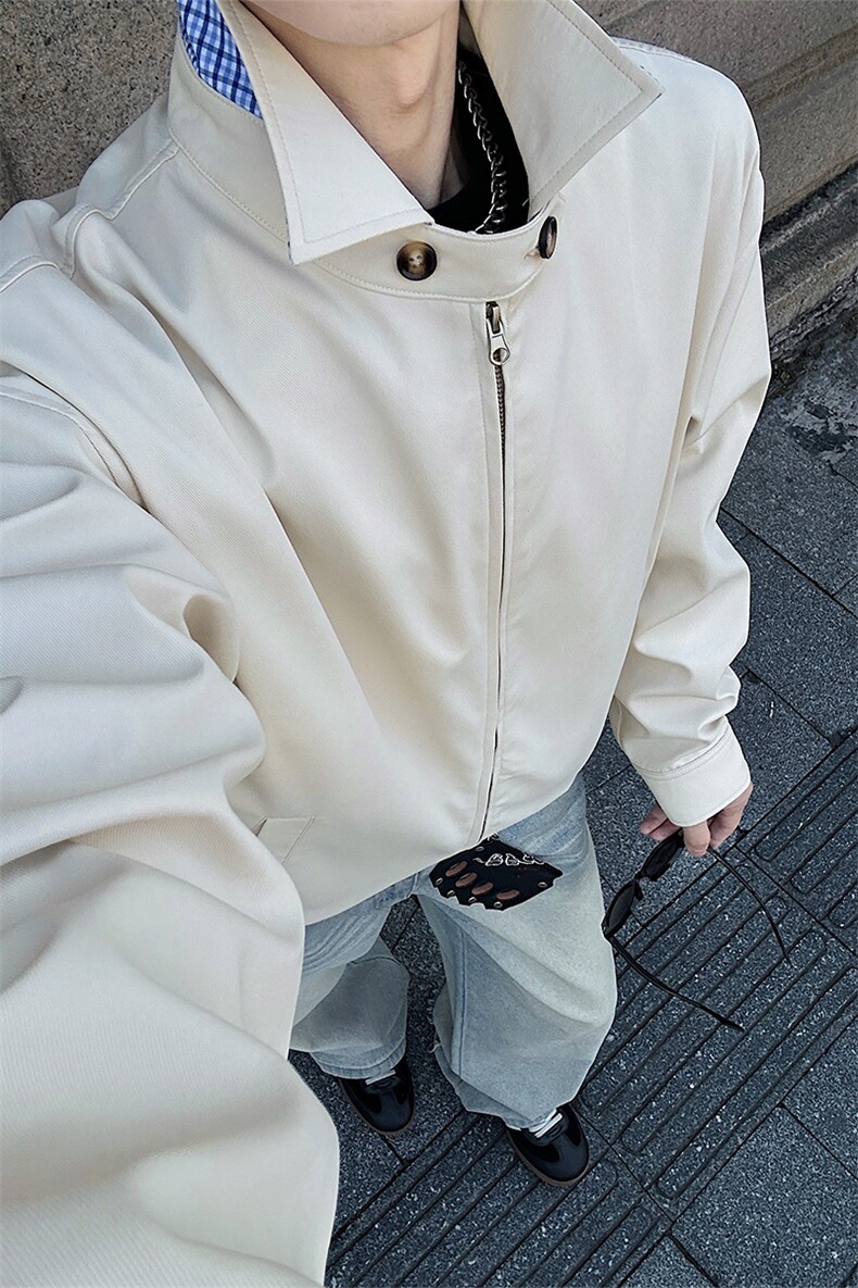 春季新款短款撞色格子立领外套cleanfit美式男C61316-TP5598,女装短外套,电商A102