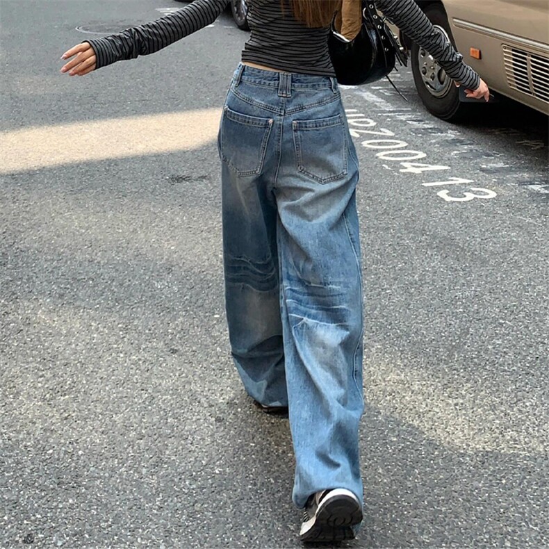 现货闪电纹复古宽松薄款毛边弯刀裤610A-1-LY114-P40，男装休闲裤，星座610A-1