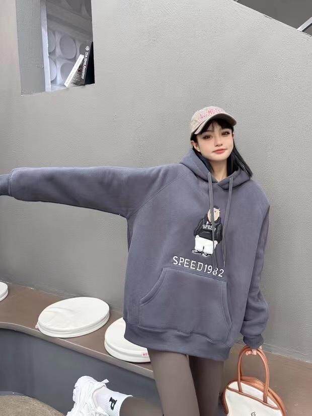 重工有设计点加绒卫衣，女装卫衣/绒衫，泽妤