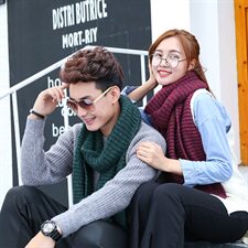 N9206墨绿新款男女围巾围脖围巾礼盒装男冬季情侣纯色保暖围巾，围巾手套帽子，星座510A-1