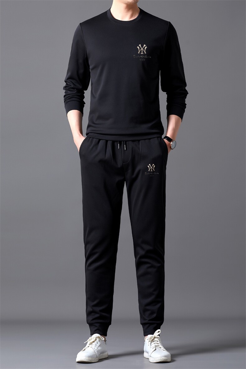 休闲套装男2023春秋季运动印花卫衣套装中青年潮流休闲裤,男装休闲套装,电商B212（原钱塘6029）