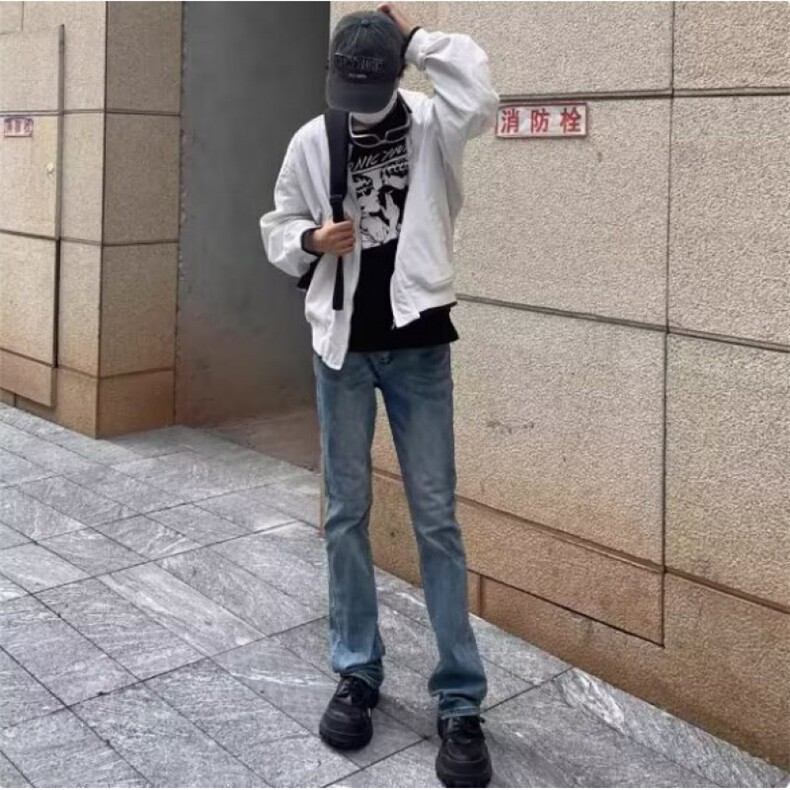 1506/QB2830/P50美式复古高街新款显瘦百搭cleanfit微喇叭长裤,男装休闲裤,星座1506