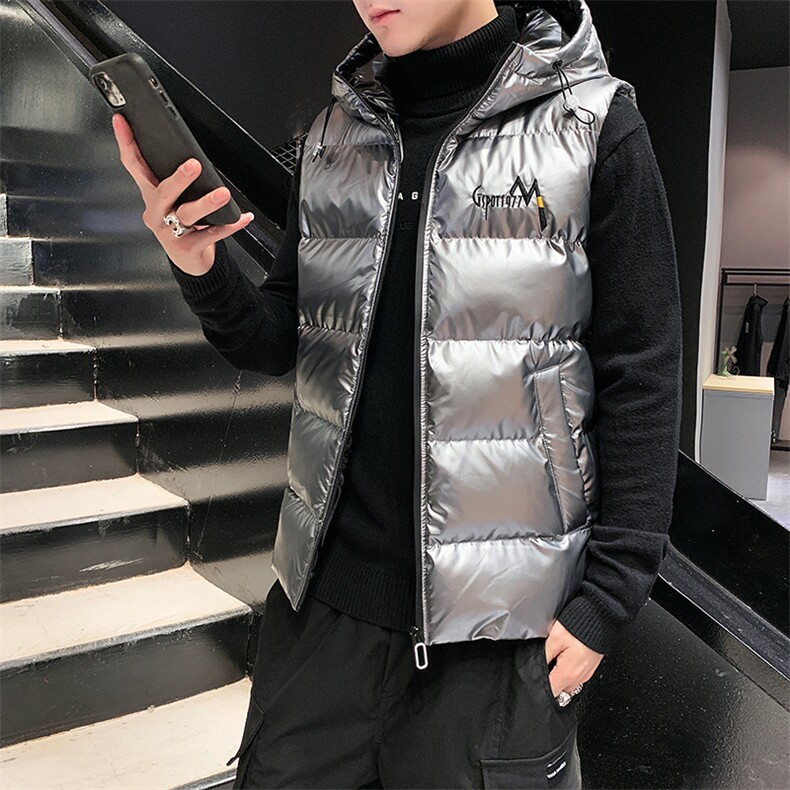 2021秋冬新款亮色连帽马甲男士潮流印花外套A438,男装背心/马甲,电商A438