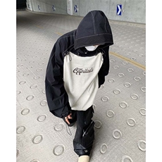 美式复古连帽卫衣24春季新款抽绳拼接套头外套XZ514-2-20246-P88，男装卫衣，星座514-2(原B239)