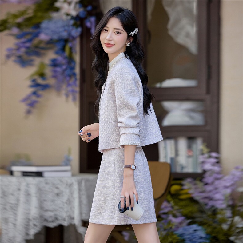 现货！！！小香风短裙套装女2025新款气质富家千金套装裙,女装套装/套裙,众宇琦